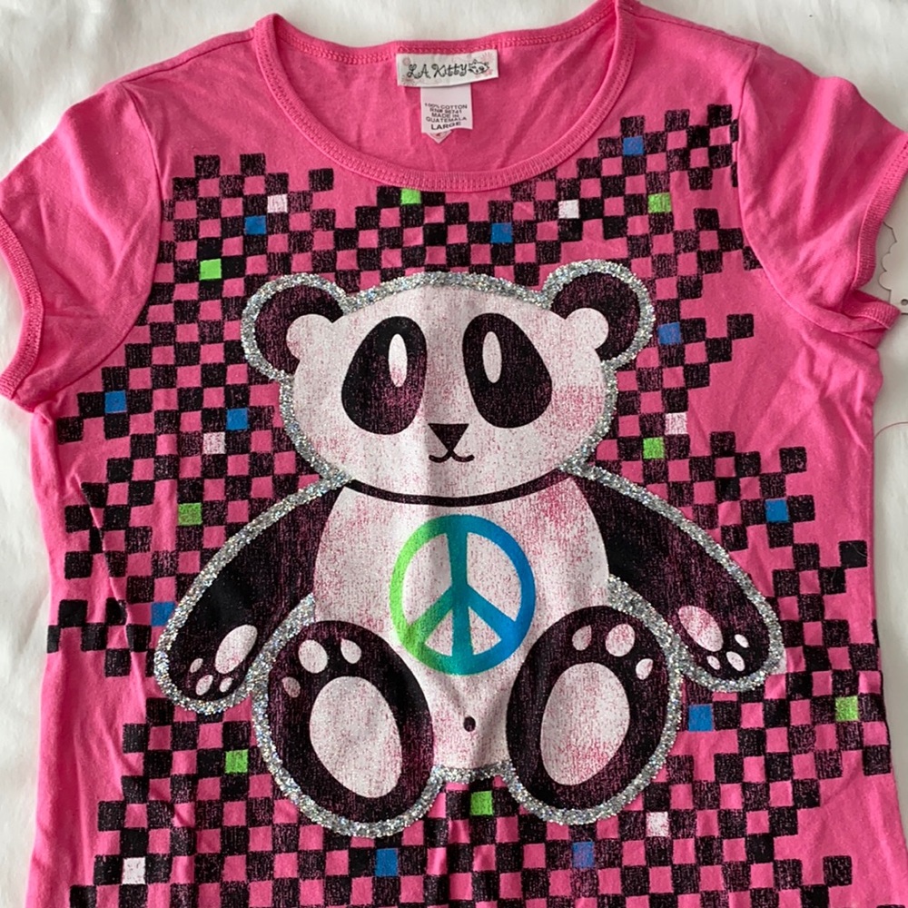 Peace Panda print cap sleeve tee